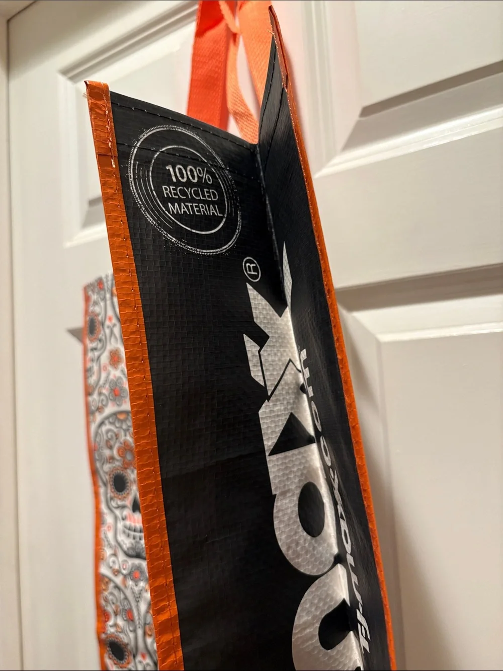 Orange & Black Sugar Skull Reusable TJMaxx Tote Bag NWT Day of the Dead